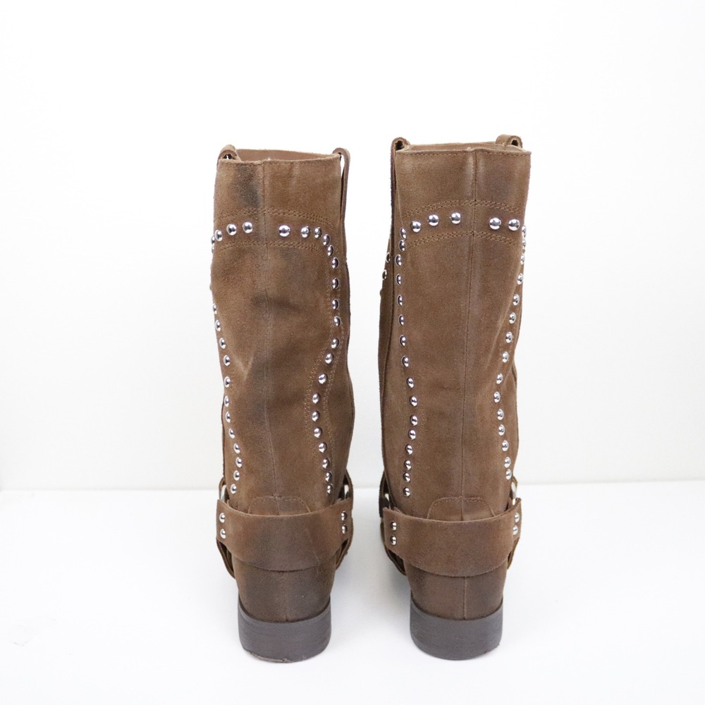 Anthropologie Bibi Lou Suede Studded Harness Western Boots EU 37 US 6 - 6.5 - Picture 8 of 10